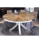 Table ronde 140 cm en teck & verre et acier chromé