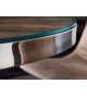 Table ronde 140 cm en teck & verre et acier chromé