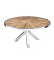 Table ronde 140 cm en teck & verre et acier chromé