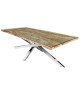 Table rectangulaire 220 cm en teck - verre et acier chromé