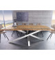 Table rectangulaire 220 cm en teck - verre et acier chromé