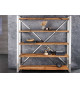 Étagère bois massif 185 cm teck et acier chromé