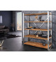 Étagère bois massif 185 cm teck et acier chromé