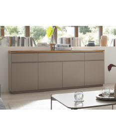 Grand buffet gris chaud et acacia massif