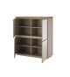 Bahut 4 portes gris chaud et acacia