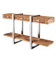 Console design en bois de teck et acier chromé