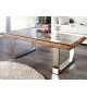 Table basse en teck - verre et acier chromé