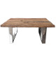 Table basse en teck - verre et acier chromé