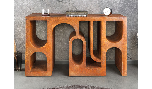 Console art contemporain originale cuivré