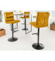 Tabouret de bar réglable velours jaune moutarde