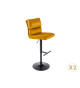 Tabouret de bar réglable velours jaune moutarde