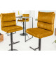 Tabouret de bar réglable velours jaune moutarde