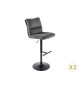Lot de 2 tabourets de bar en velours côtelé gris