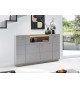 Buffet haut laqué gris mat et chêne