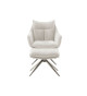 Fauteuil rotatif avec repose-pieds tissu crème