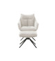 Fauteuil rotatif avec repose-pieds tissu crème