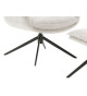 Fauteuil rotatif avec repose-pieds tissu crème