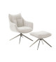 Fauteuil rotatif avec repose-pieds tissu crème
