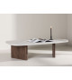 Table basse originale imitation pierre et bois foncé