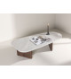 Table basse originale imitation pierre et bois foncé
