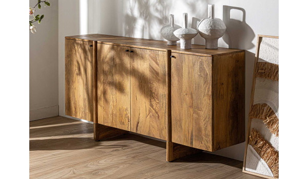 Buffet naturel 4 portes en manguier