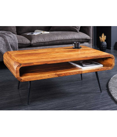 Table basse bois et noir rectangulaire