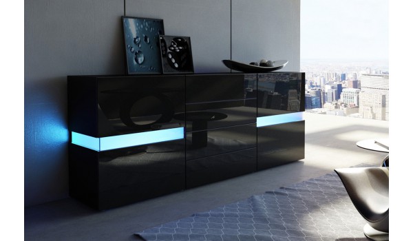 Buffet design noir à led