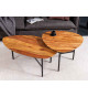 Lot de 2 tables basses bois et noir