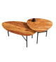 Lot de 2 tables basses bois et noir