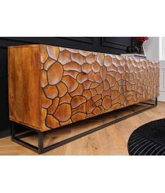 Buffet mosaïque en manguier et métal noir