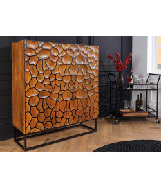 Buffet haut mosaïque en manguier et métal noir