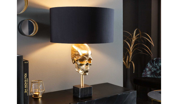 Lampe de table crâne doré