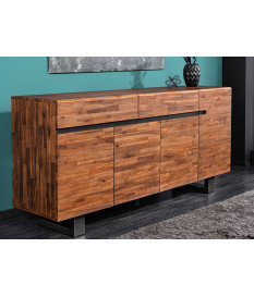 Buffet en acacia marron et métal anthracite