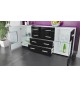 Buffet moderne long blanc portes vitrées