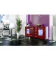 Buffet Moderne long blanc portes vitrées