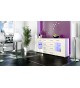Buffet Moderne long blanc portes vitrées