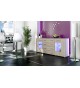 Buffet Moderne long blanc portes vitrées