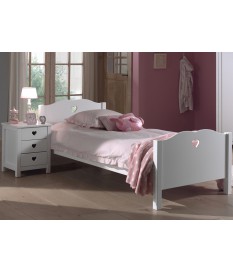 Lit Fille Blanc Laqué - Couchage 90 x 200 cm