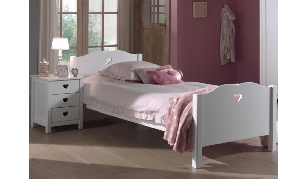 Lit Fille Blanc Laqué - Couchage 90 x 200 cm