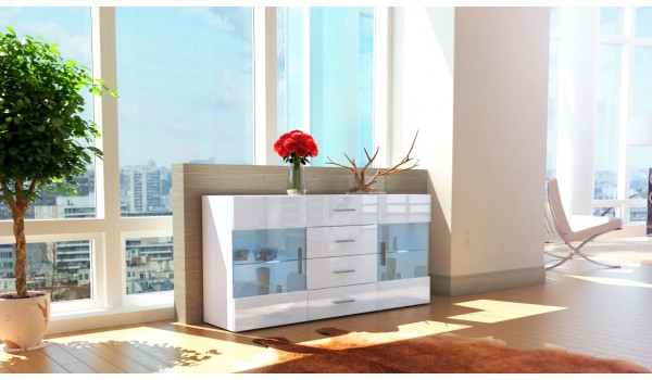 Meuble Buffet Vitré Blanc Moderne
