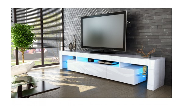Meuble TV Design Laqué Blanc