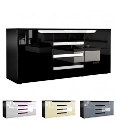Buffet noir 139 cm 2 portes 4 tiroirs