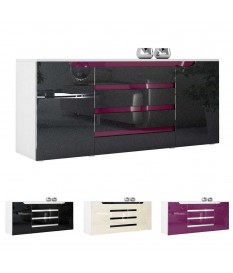 Buffet blanc 166 cm 2 portes 4 tiroirs