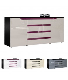 Buffet noir 166 cm 2 portes 4 tiroirs