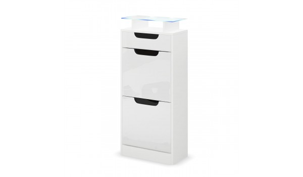 Petit Meuble à Chaussures Blanc 2 portes 1 tiroir