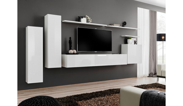 Meuble de Salon TV Mural Design Blanc