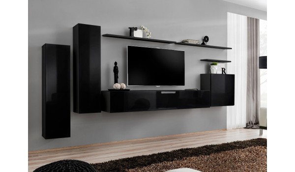 Meuble de Salon TV Mural Design Noir