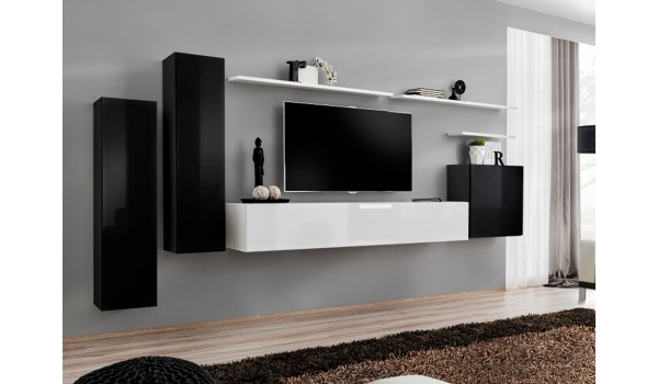 Meuble de Salon TV Mural Design Noir