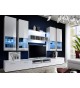Meuble TV Blanc Laqué 3m + Elements Murals vitrés