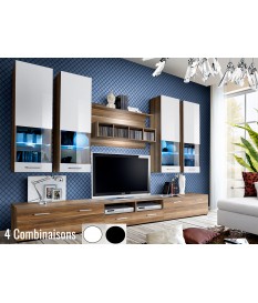 Ensemble TV Blanc Laqué & Noyer 3m